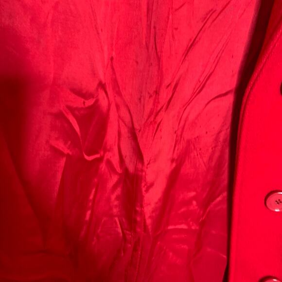 Vintage Red Long Wool Coat Raglan Sleeve 70s 80s Large - Picture 7 of 11